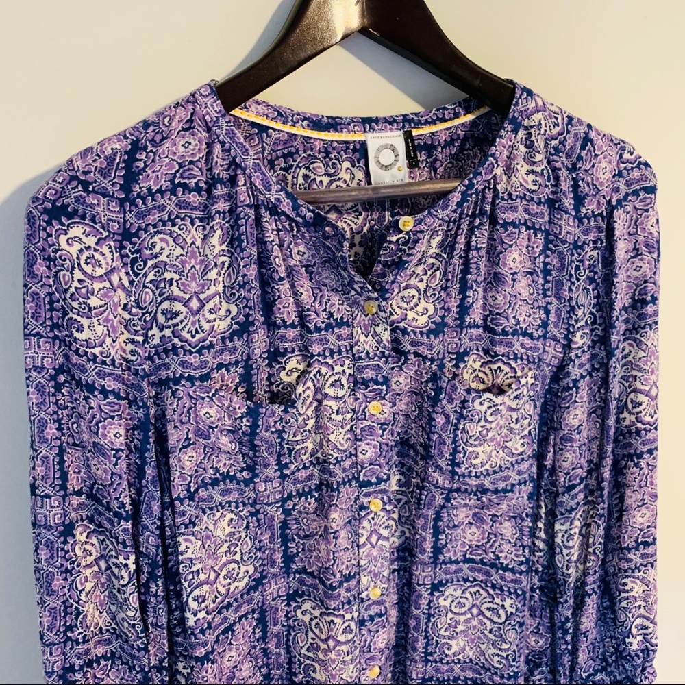 Anthro Akemi & Kim Floral Button Down Blouse